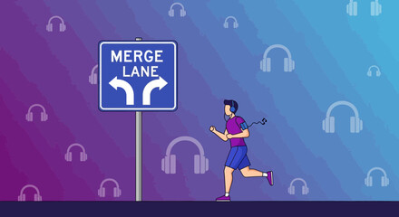 Obraz premium Merging Fitness Priorities Listening to Music And Following Life Directions