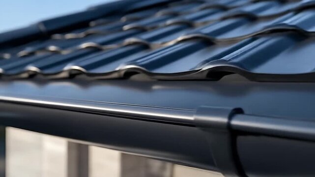 Modern house roof gutter detail.