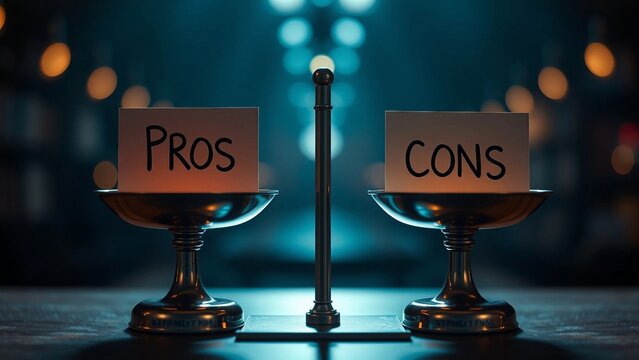 Pros and cons on scales Risk planning Advantages and disadvantages Evaluating possible profit and lo