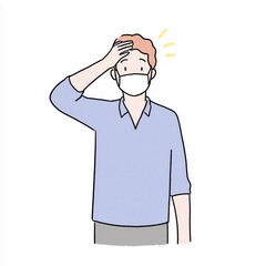 体調不良でマスクをしている男性