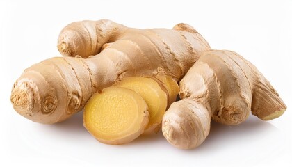 Fresh Ginger Root Isolated on White Background &ndash; Full Depth of Field