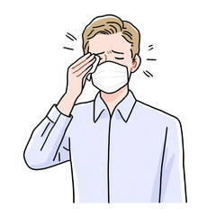 体調不良でマスクをしている男性
