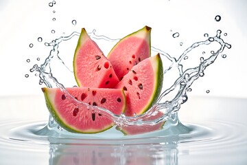 Refreshing pink guava slices splash fresh water tropical fruit healthy food delicious tropical refreshment