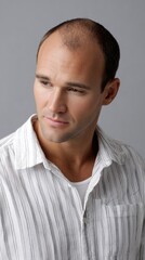 Fototapeta premium Hair loss concern: follicle damage, scalp disorder, strand breakage, bald patch, thinning crown, root weakness, hairline recession, texture shift, shedding issue, dermal condition, density change