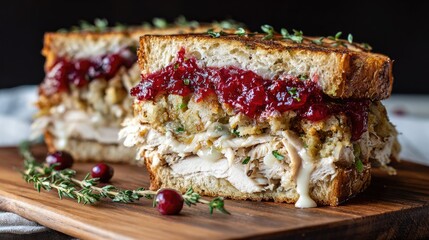 A Thanksgiving Turkey Sandwich, Showcasing Festive Flavors