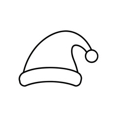 Christmas Hat Line Art Vector Illustration