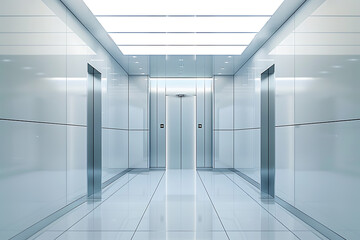 近代的で清潔感のあるオフィスエレベーターホールの背景