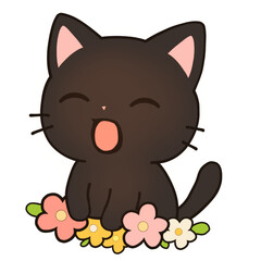 Cat with Flowers