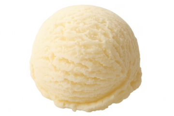 Creamy scoop of vanilla ice cream on transparent background
