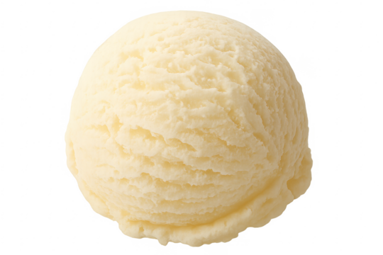 Creamy scoop of vanilla ice cream on transparent background