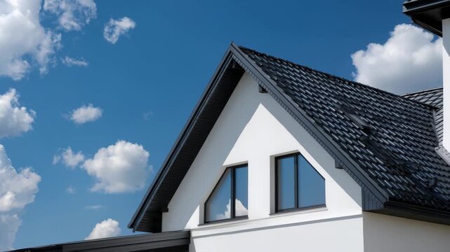 New Family Home with Windows and Clouds