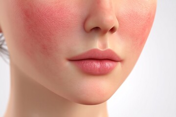 Obraz premium Rosacea facial skin disorder visualization dermatology disease illustration clean white background