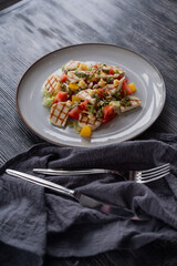 Salad with mozzarella cheese and oranges. 