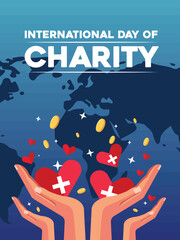 charity vector illustration, nternational day of charity. 5th September Charity day banner, International Day of Charity vector design template good for celebration usage.