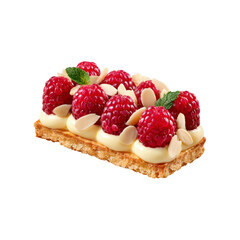 Delicious Raspberry and Almond Tartlet on a Black Background