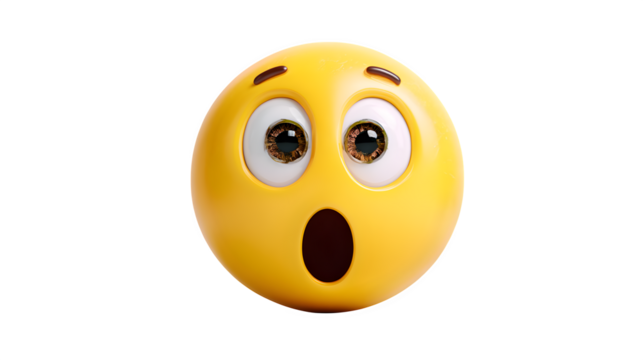 Shocked face emoji with widewide isolated on white background 