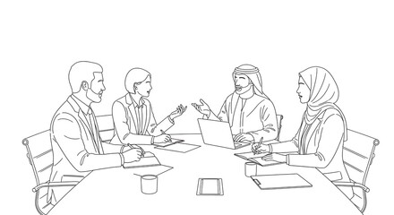 Business Meeting with Diverse Professionals Collaborating in a Conference Room
