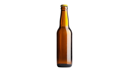 Amber beer bottle with condensation isolated on a transparent background