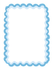 Cute blue wavy border illustration, flat and shadowless, with clean minimalist design on white background.