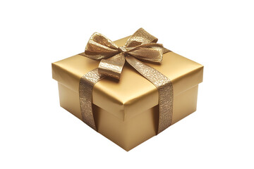 Obraz premium Golden gift box with ribbon isolated on a transparent background