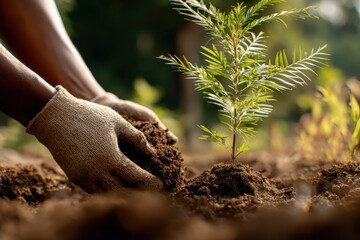 Hands Gently Planting a Young Tree Sapling in Fertile Soil, Symbolizing Growth and Environmental Stewardship