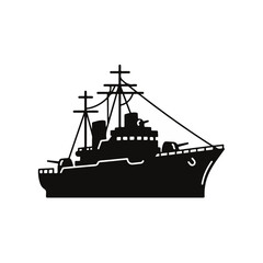 Elegant silhouette of a warship sailing the open sea, evoking strength, power, and maritime history for impactful visuals