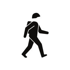 Dynamic silhouette of a person walking with a backpack, perfect for travel, adventure, and active lifestyle concepts