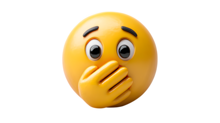 Face with hand over mouth emoji on white background 