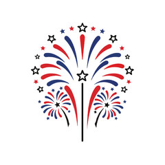 Patriotic fireworks exploding with stars celebrate American Independence Day, a vibrant and festive symbol of freedom, joy, and national pride