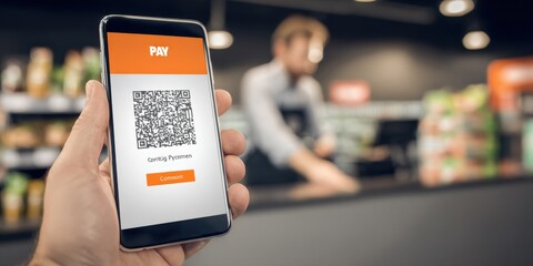 Mobile Payment via QR Code Scanning at Retail Store Checkout for Contactless Transactions