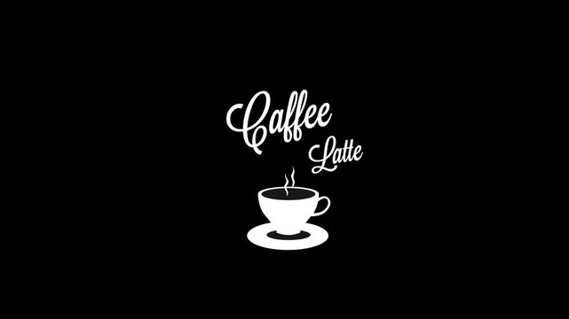 Caffee Latte Typography Animation with Steaming Cup Icon