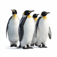 Fototapeta premium Emperor Penguins in a Row , white background cut out PNG