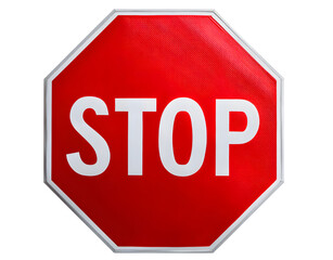 Red Octagonal Stop Sign with White Hand Vector Illustration