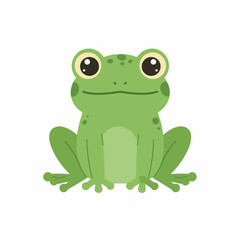 Cute Frog Cartoon Illustration for Kids Coloring Book