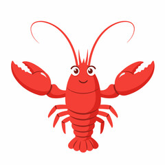 Cute Lobster Cartoon Illustration for Kids Coloring Book