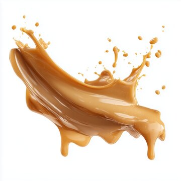 Caramel Drink Splash - A Delicious Visual , white background cut out PNG