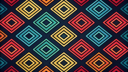Colorful Geometric Square Pattern on Dark Background