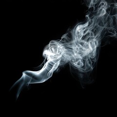 Elegant Smoke Patterns on Black Background , white background cut out PNG
