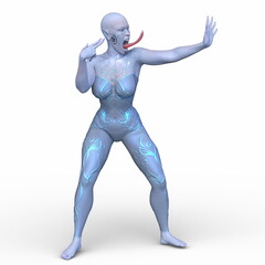 女性エイリアン　3DCGレンダリング