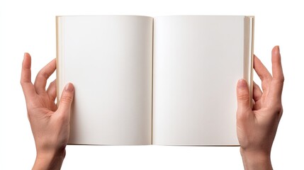 Two Hands Holding An Open Book Against A White Background A Clean And Simple Image For Various Applications