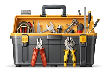 Toolbox with Screwdriver and Pliers Vector Illustration on White Background