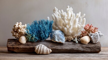 Colorful coral and seashell arrangement