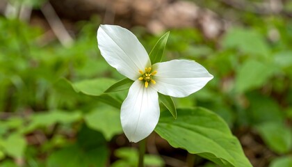 Fototapeta premium Close-up of a pristine white trillium flower