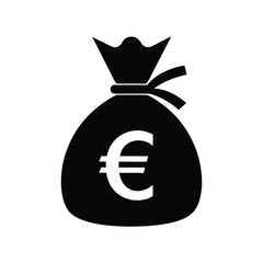 money bag with euro currency symbol isolated on white background