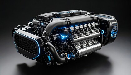 High-tech engine close-up