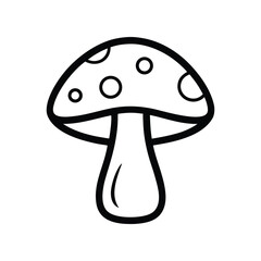 mushroom icon outline art isolated on white background