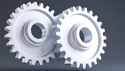 Two white gears interlocked