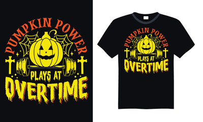 Pumpkin power plays at overtime - t shirt design Halloween sports illustrations for bold style