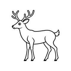 Deer Outline Isolated on White Background