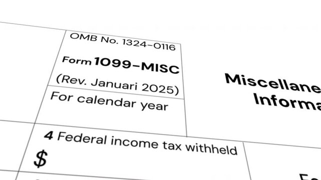 1099-MISC Form Income tax concept animation camera movement footage loop
